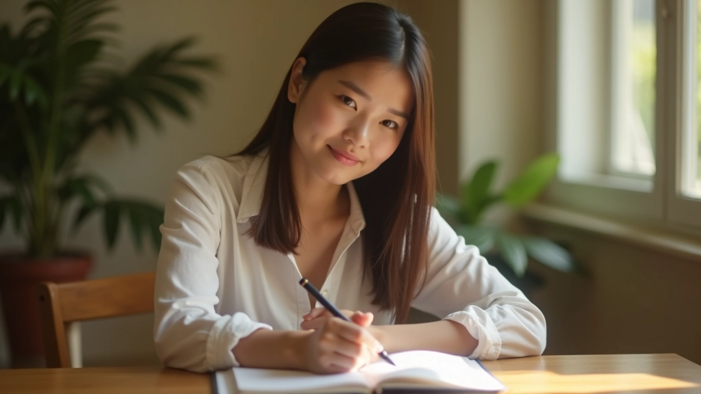 Person writing affirmations in a journal during morning reflection practice