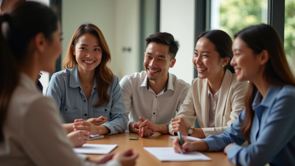Diverse professionals collaborating in modern office setting