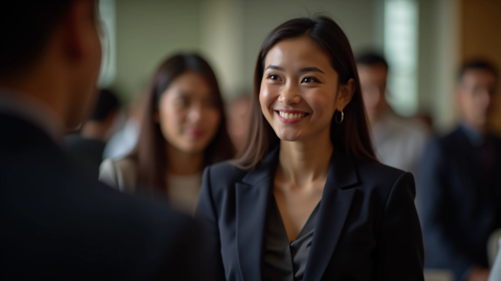 Professional woman at networking event